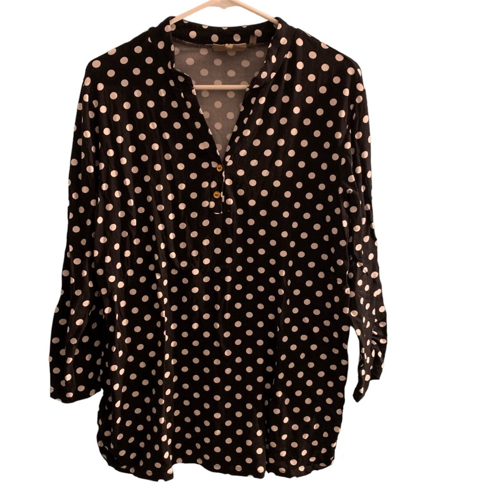 5 for 20 Cupcake cafe Maternity black white polka dot blouse